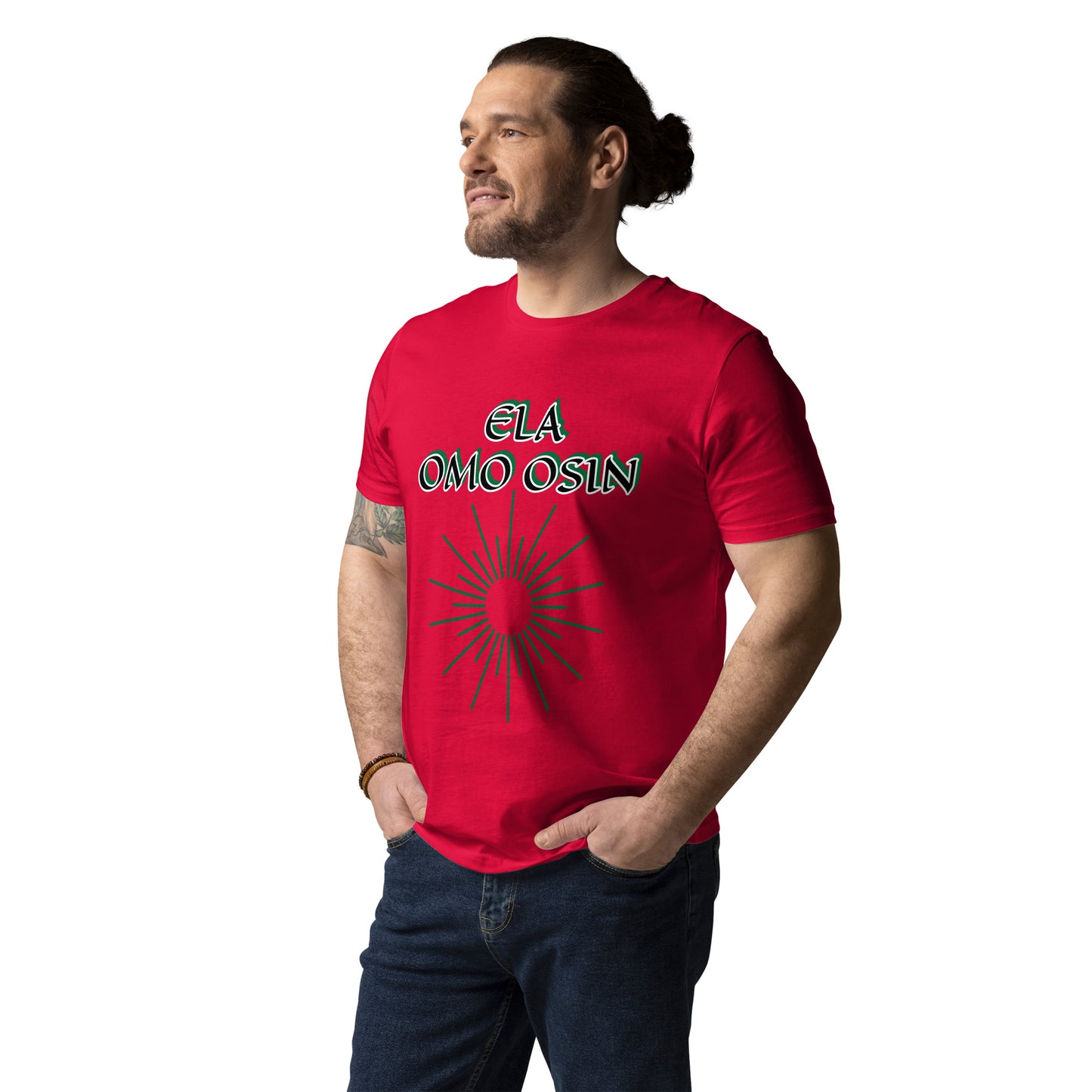ELA Omo Osin Aje-Ju-Ogun Reverse Unisex organic cotton t-shirt