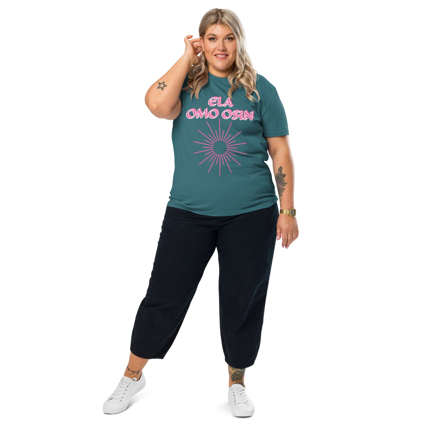 ELA Omo Osin Meji pink Unisex organic cotton t-shirt