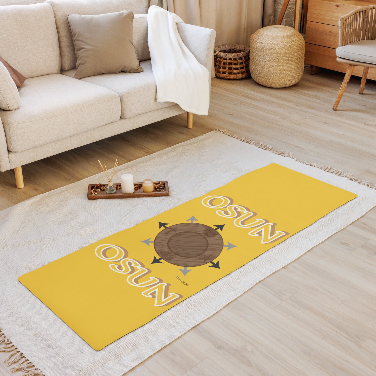 Egbe Logo Osun Isese Spiritual Divination/yoga Yellow mat