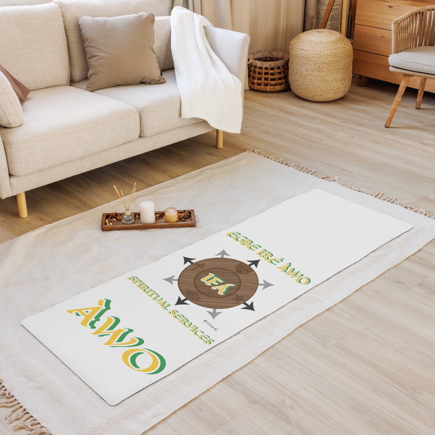 Egbe Ire Awo Logo Opon Lucumi Reverse Spiritual Divination/yoga mat White