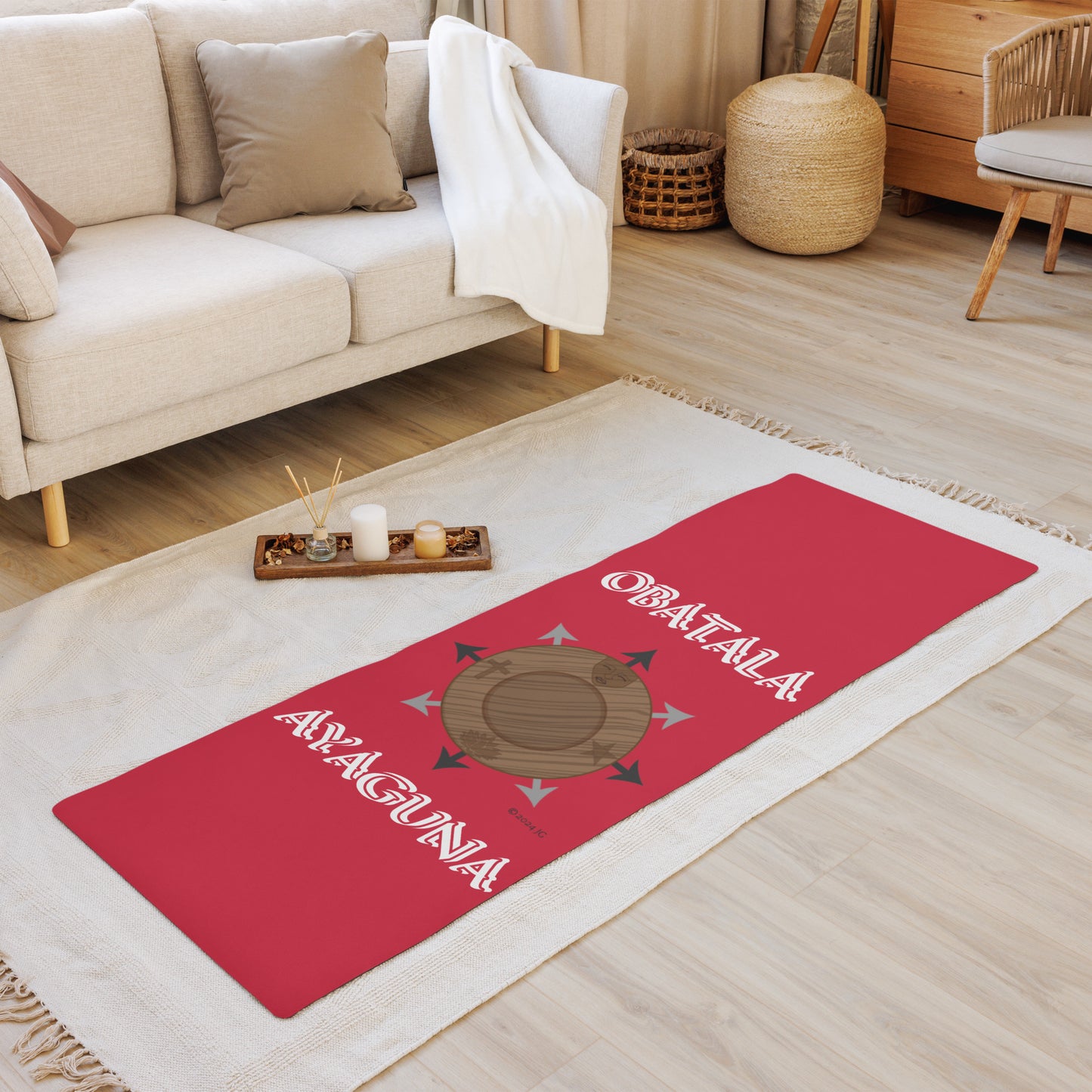 Egbe Logo OBATALA Ayaguna Spiritual Divination/yoga mat Red