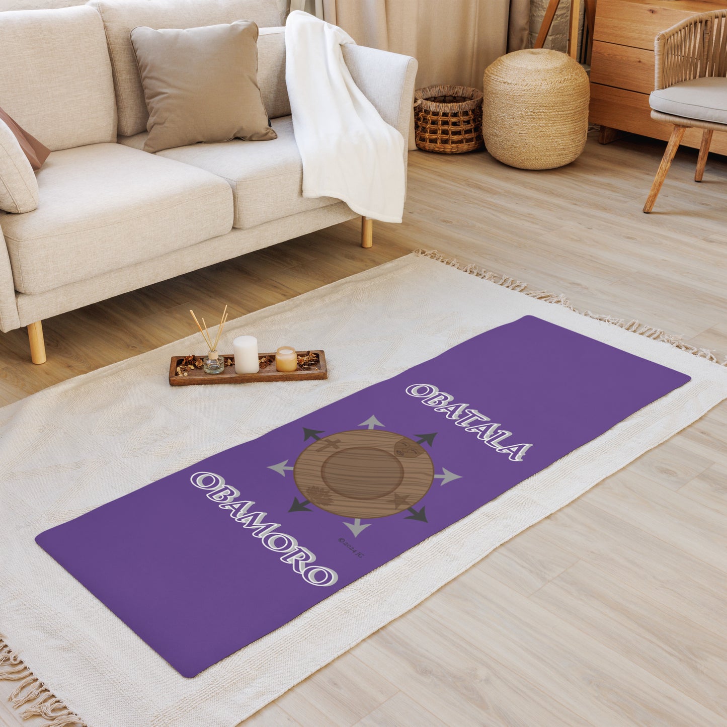 Egbe Logo OBATALA Obamoro Spiritual Divination/yoga mat Purple