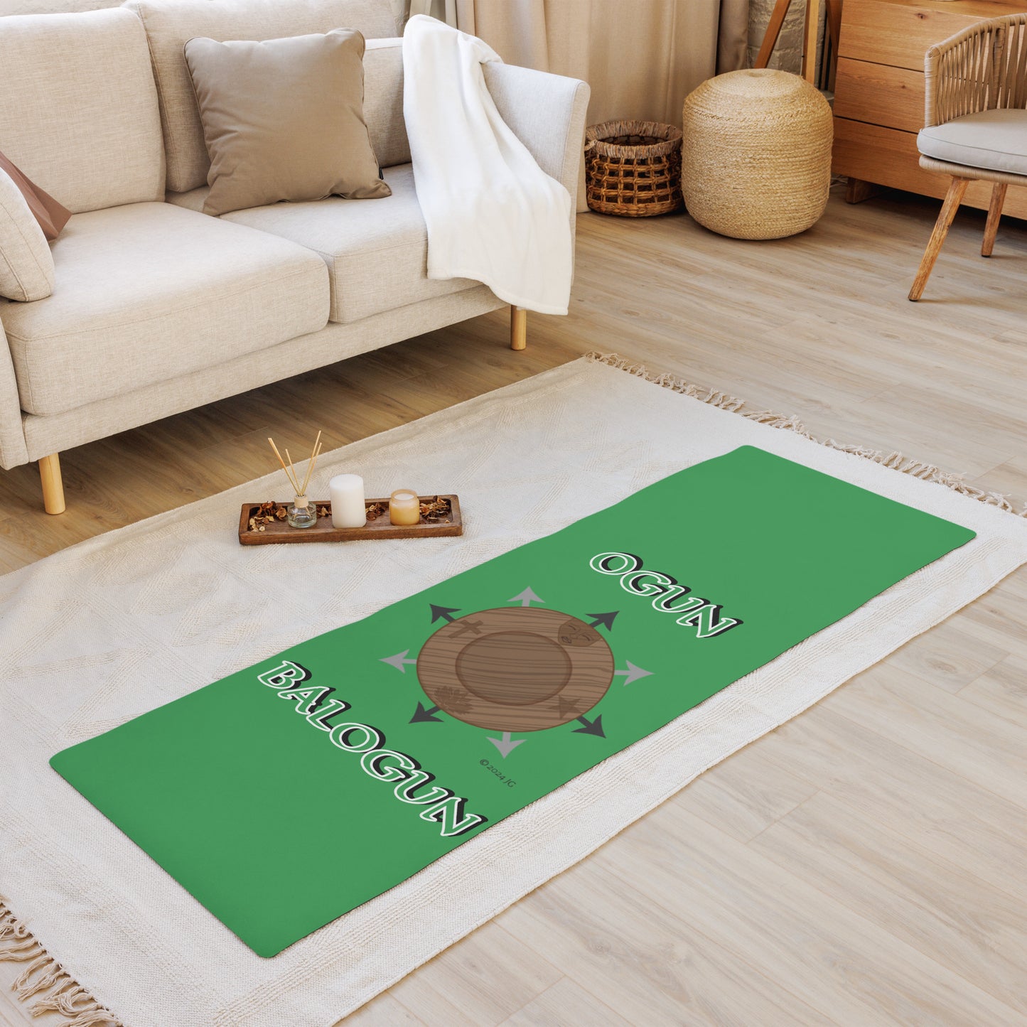 Egbe Logo Ogun Spiritual Divination/yoga mat Green