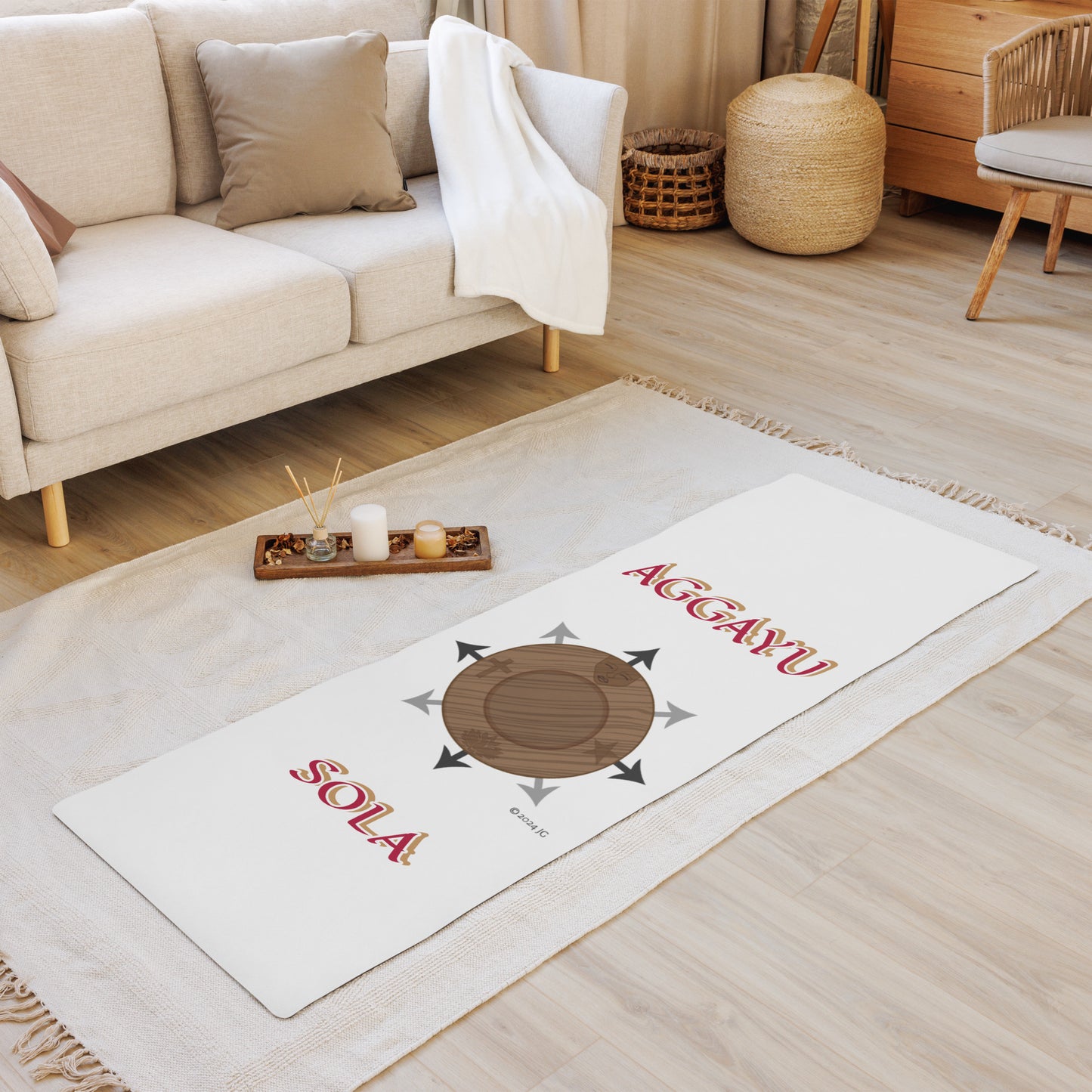 Egbe Logo Aggayu Sola Lucumi Spiritual Divination/yoga mat White