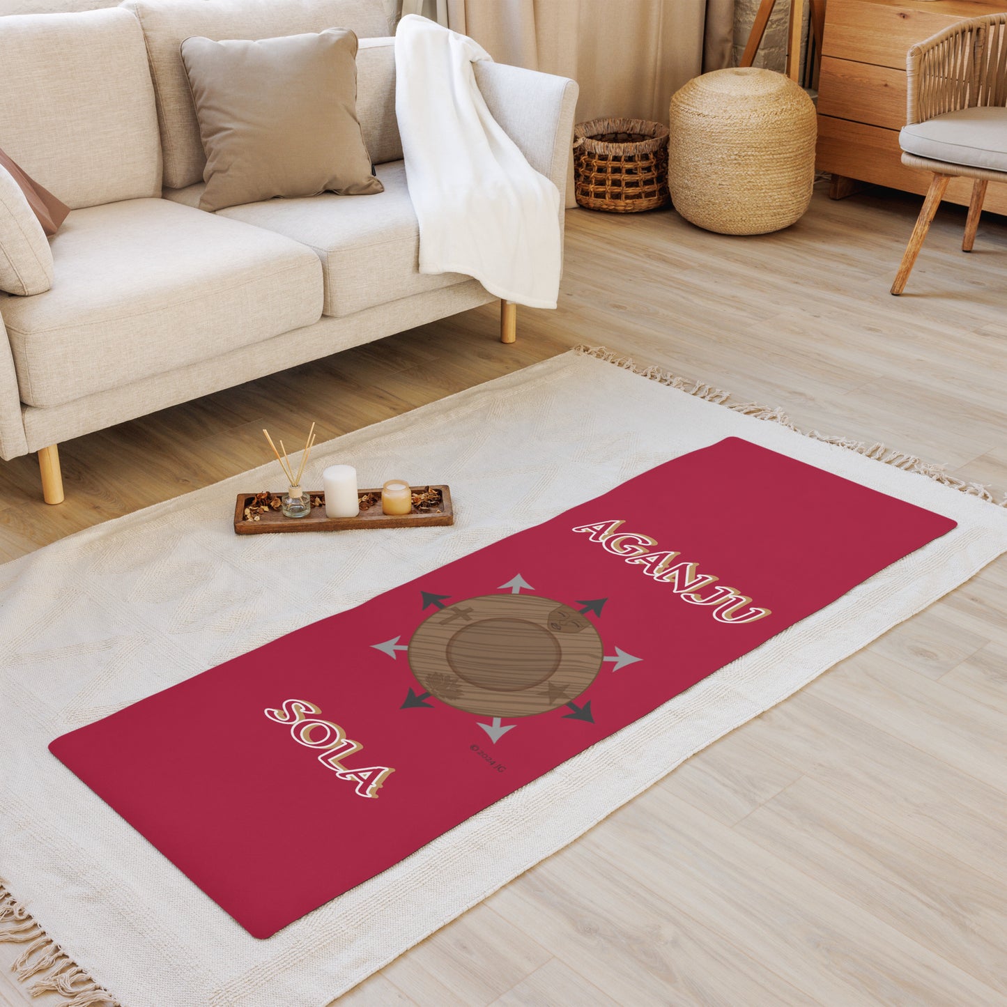 Egbe Logo Aganju Spiritual Divination/yoga mat Carmine