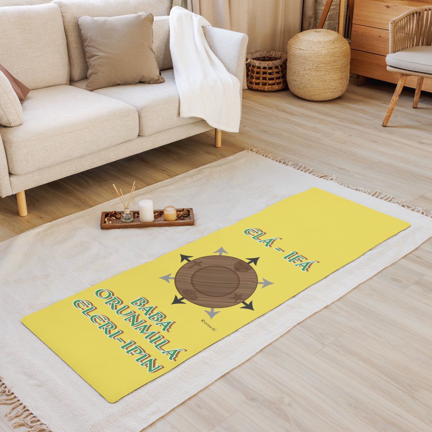 Egbe Logo Baba ORUNMILA Isese Spiritual Divination/yoga mat Daisy