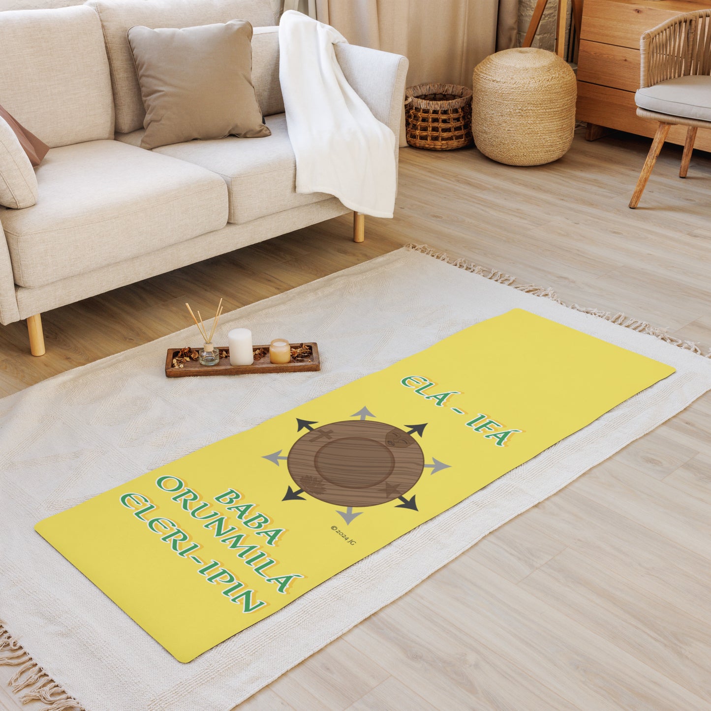 Egbe Logo Baba ORUNMILA Lucumi Spiritual Divination/yoga mat Daisy