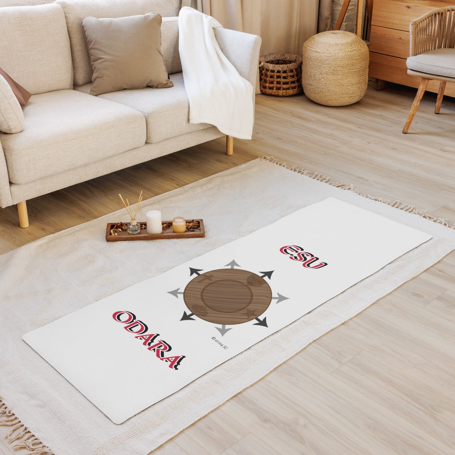 Egbe Logo Esu Odara Spiritual Divination/yoga mat White
