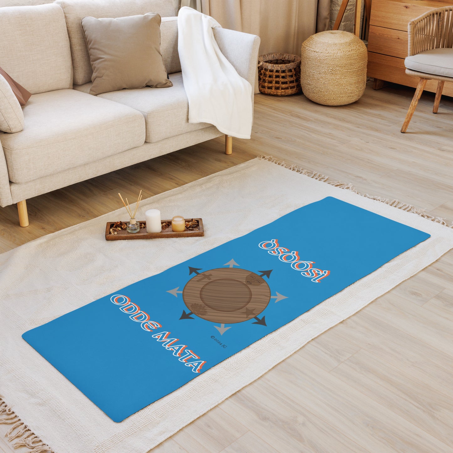 Egbe Logo Osoosi ODDE MATA Isese Spiritual Divination/yoga mat Blue