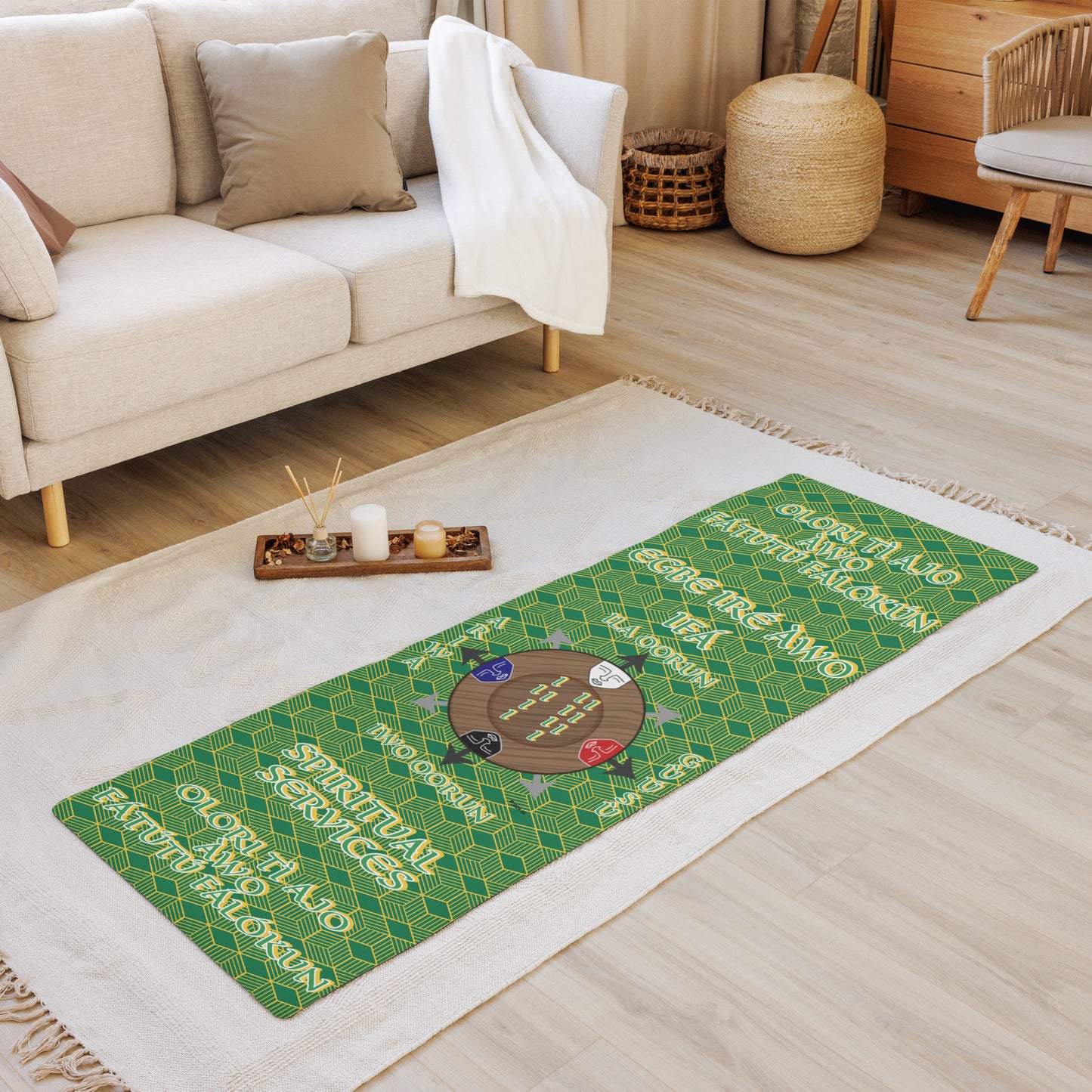Personalized Egbe Logo 6 Supreme Cardinal Directions Odu Divination/Yoga mat Lucumi