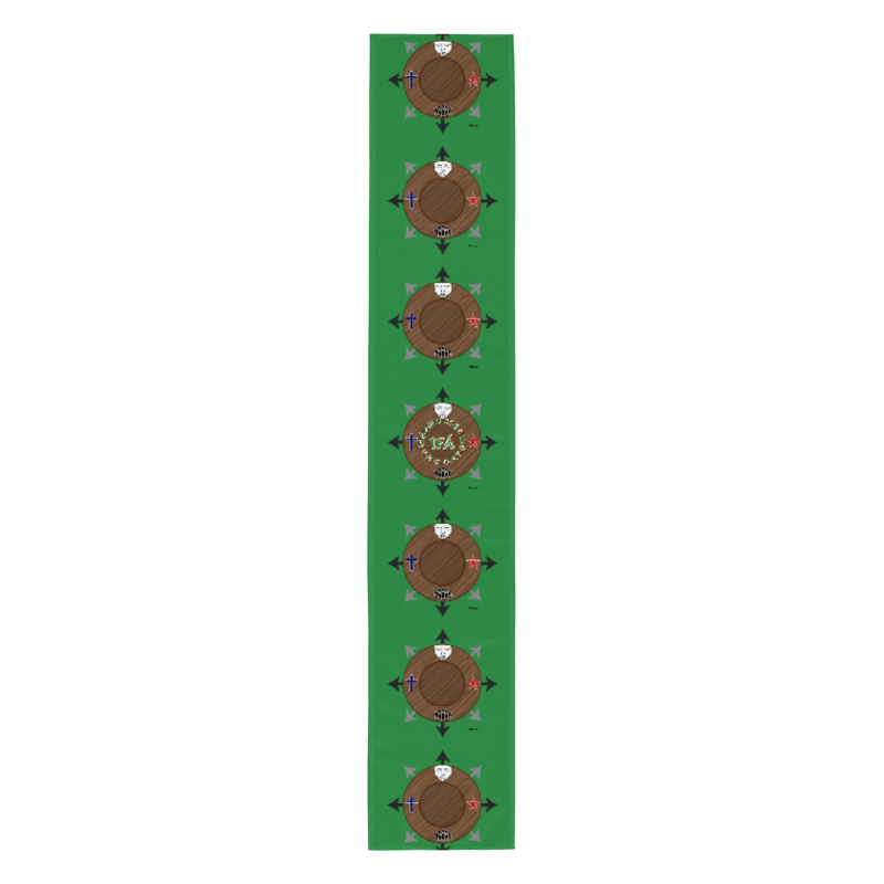 Egbe Ire Awo Signature Multi-Logo IFÁ Isese Green Table runner