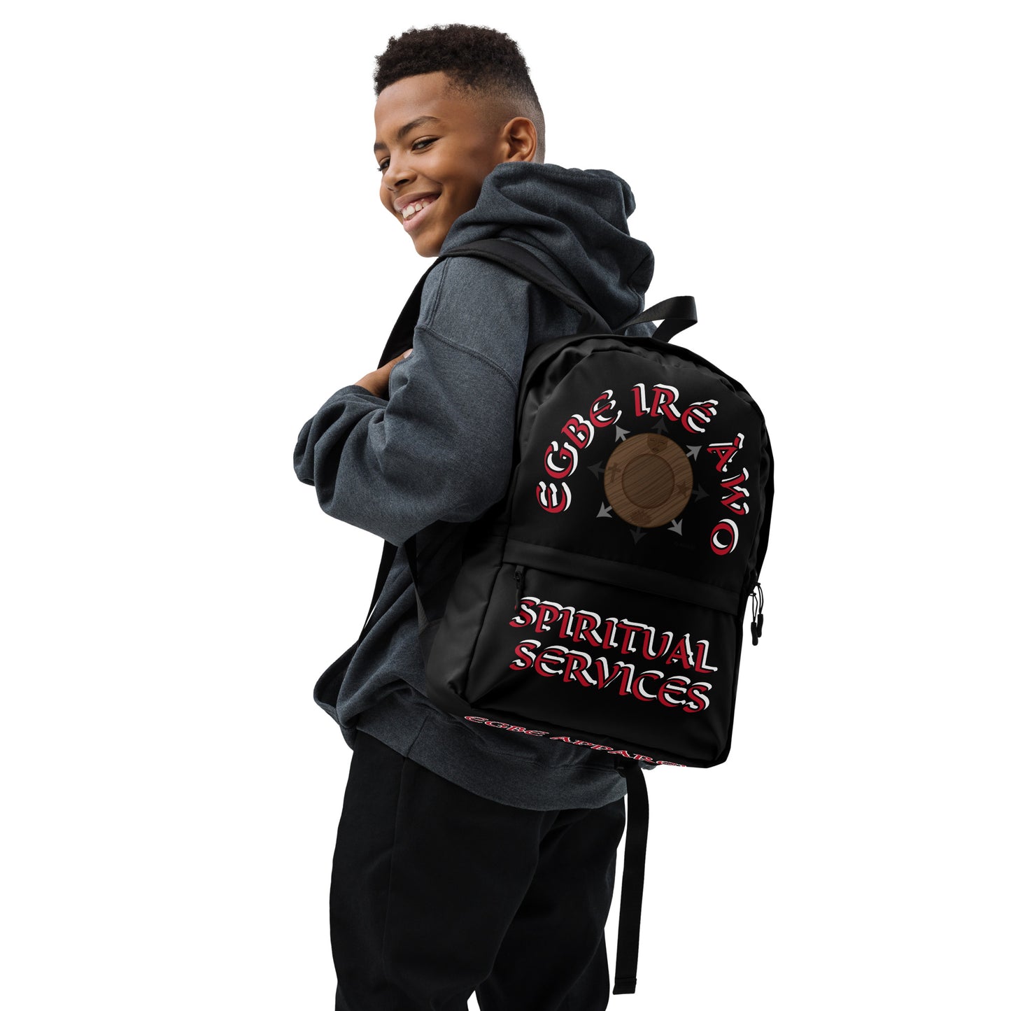 Egbe Ire Awo Logo Signature Black Backpack