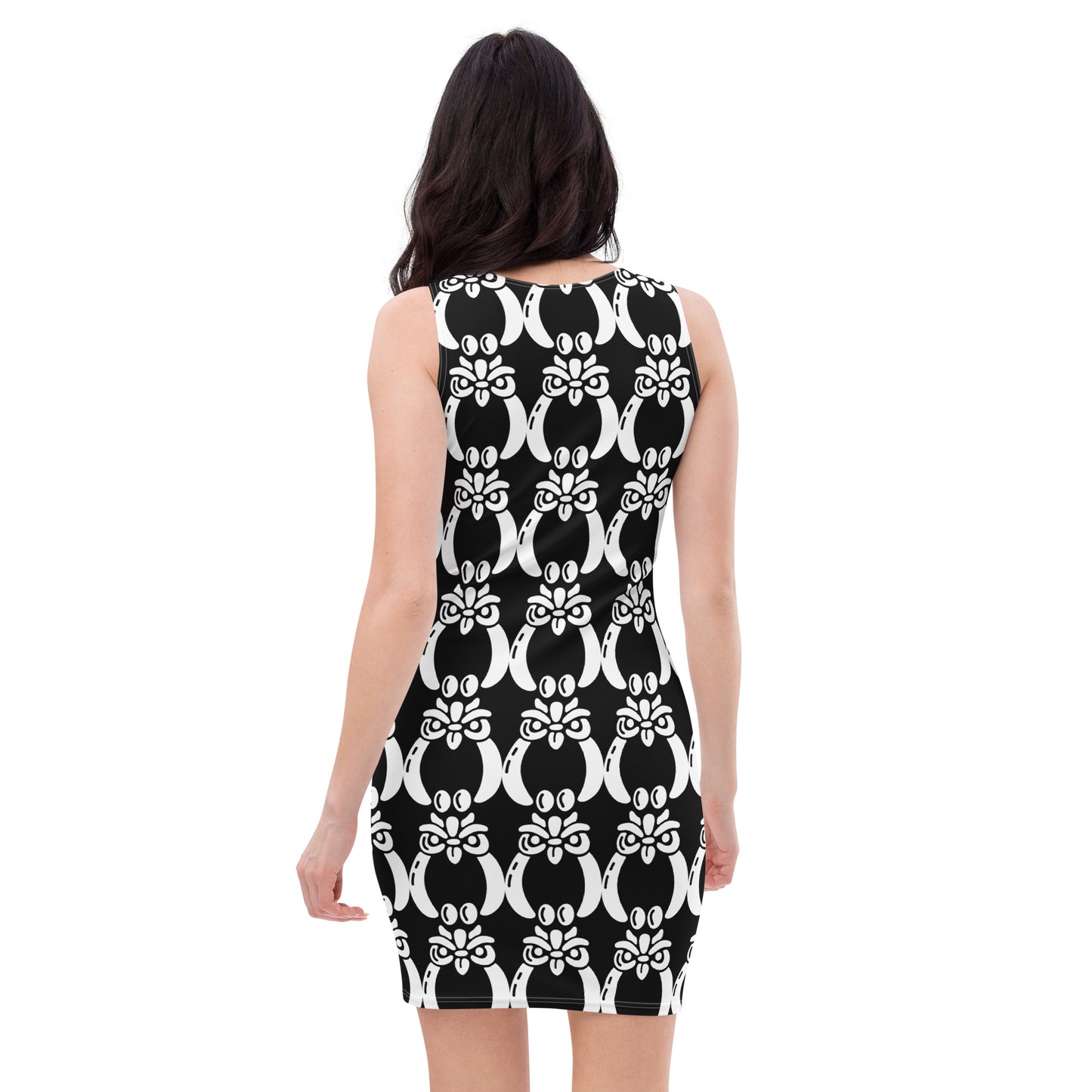 White Ájé’ medium icon Black Bodycon dress