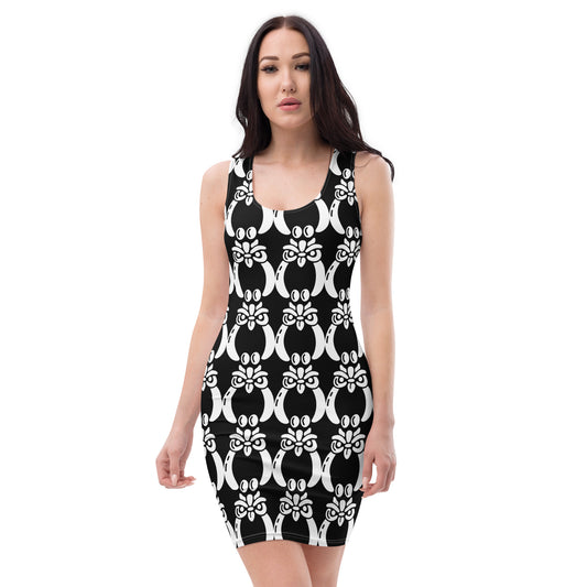 White Ájé’ medium icon Black Bodycon dress