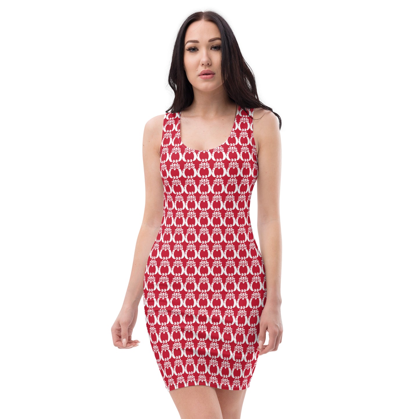 White Ájé small icon Red Bodycon dress