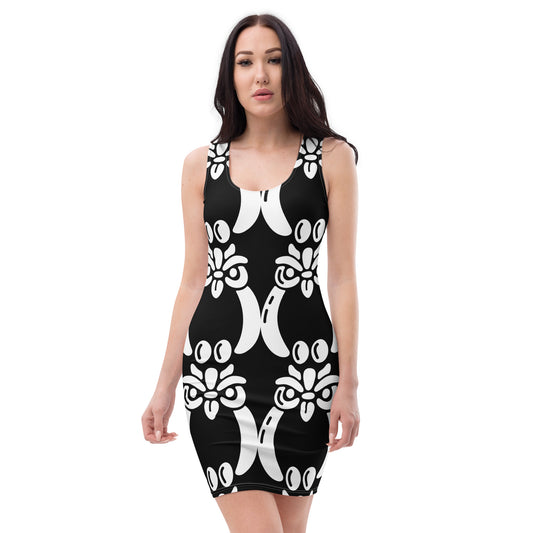 White Ájé Large icon Black Bodycon dress