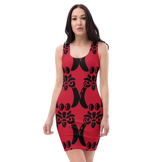 Black Ájé Large icon Red Bodycon dress