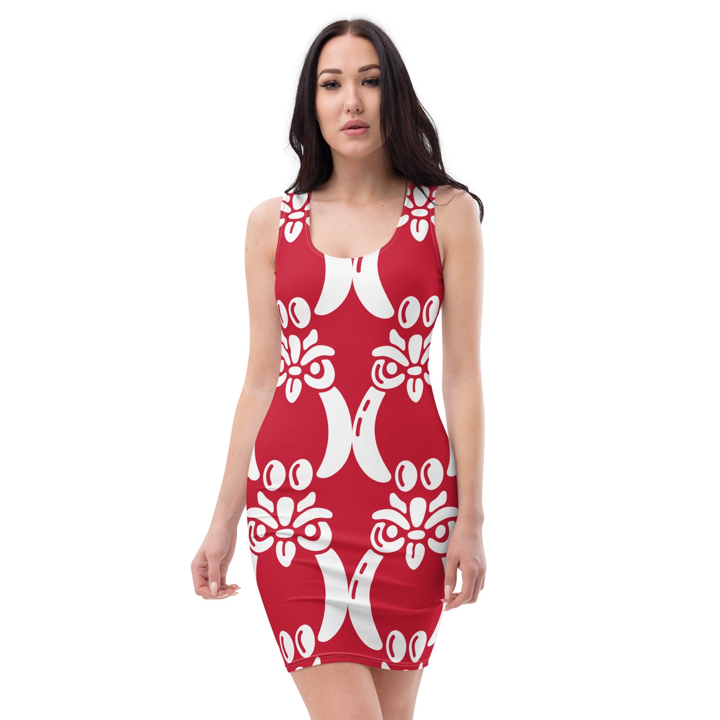 White Ájé Large icon Red Bodycon dress