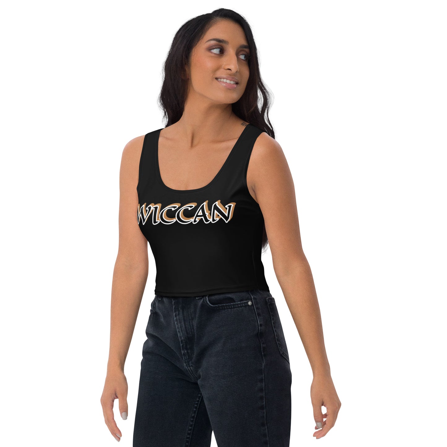 Wiccan Black/Gold Black Crop Top