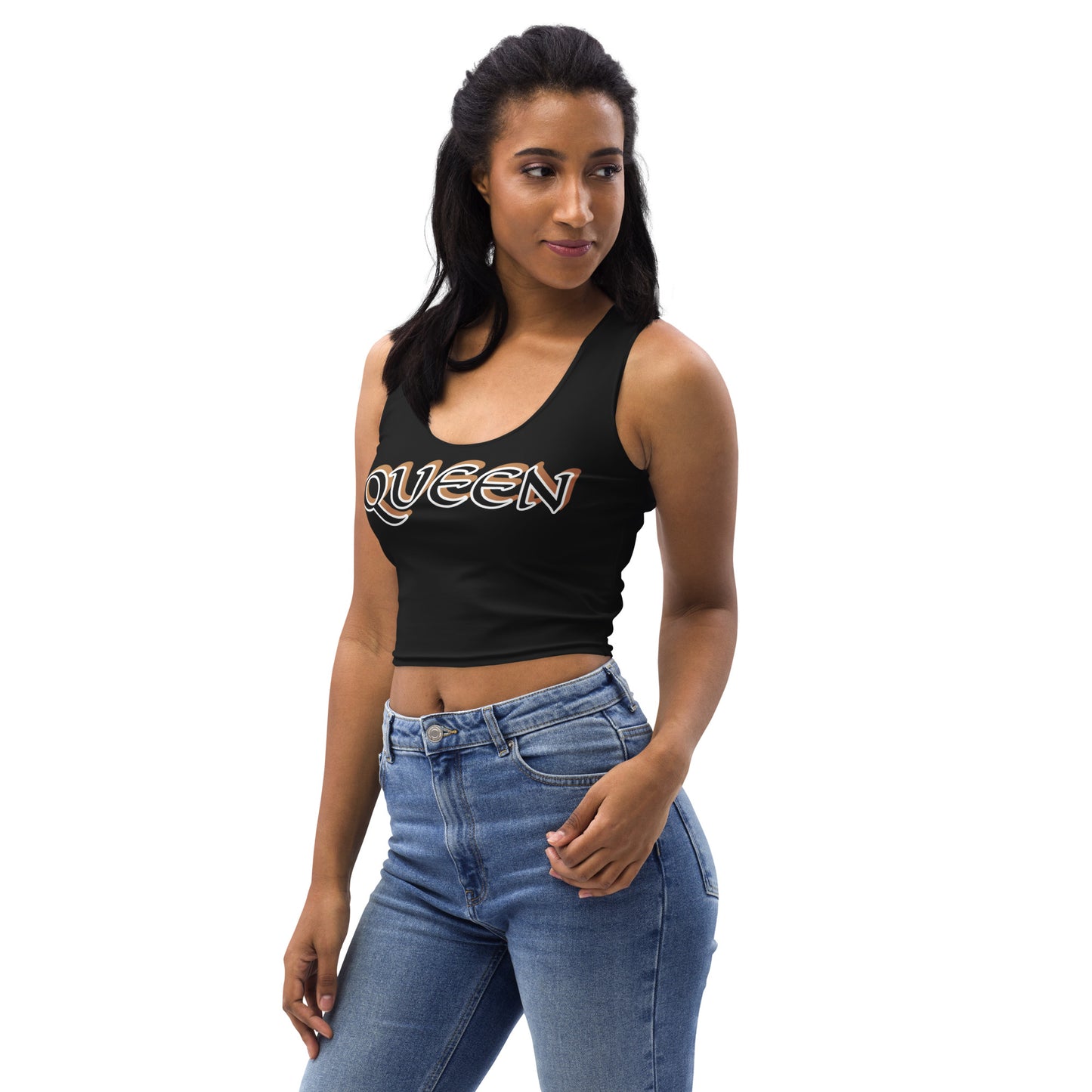 Queen Black/Gold Black Crop Top