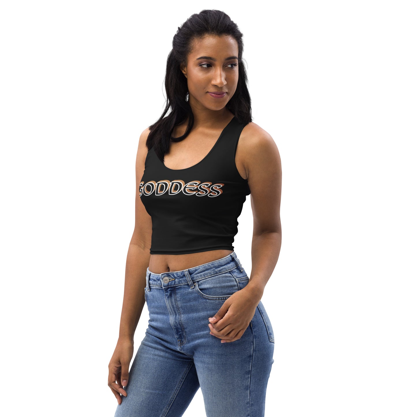 Goddess Black/Gold Black Crop Top