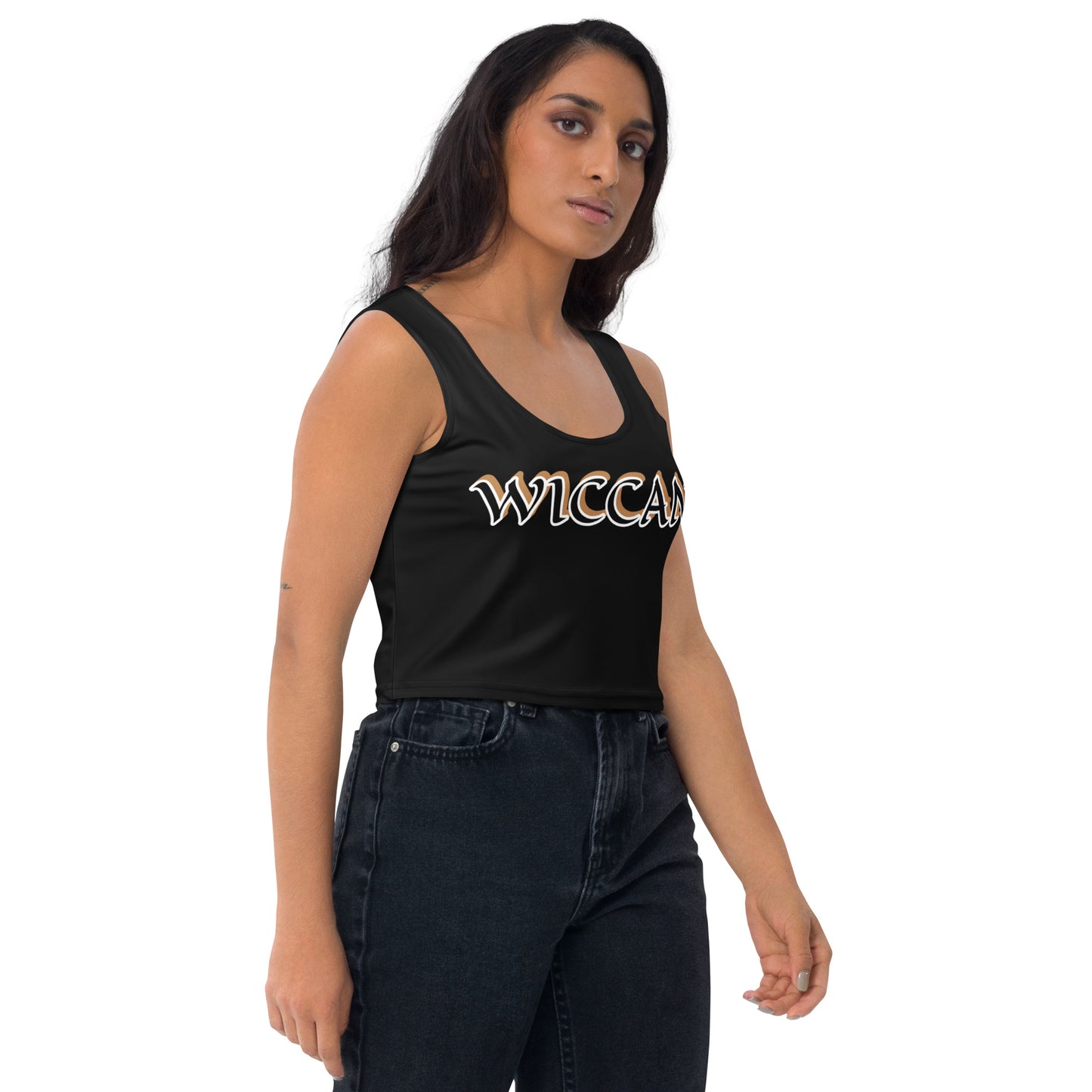 Wiccan Black/Gold Black Crop Top