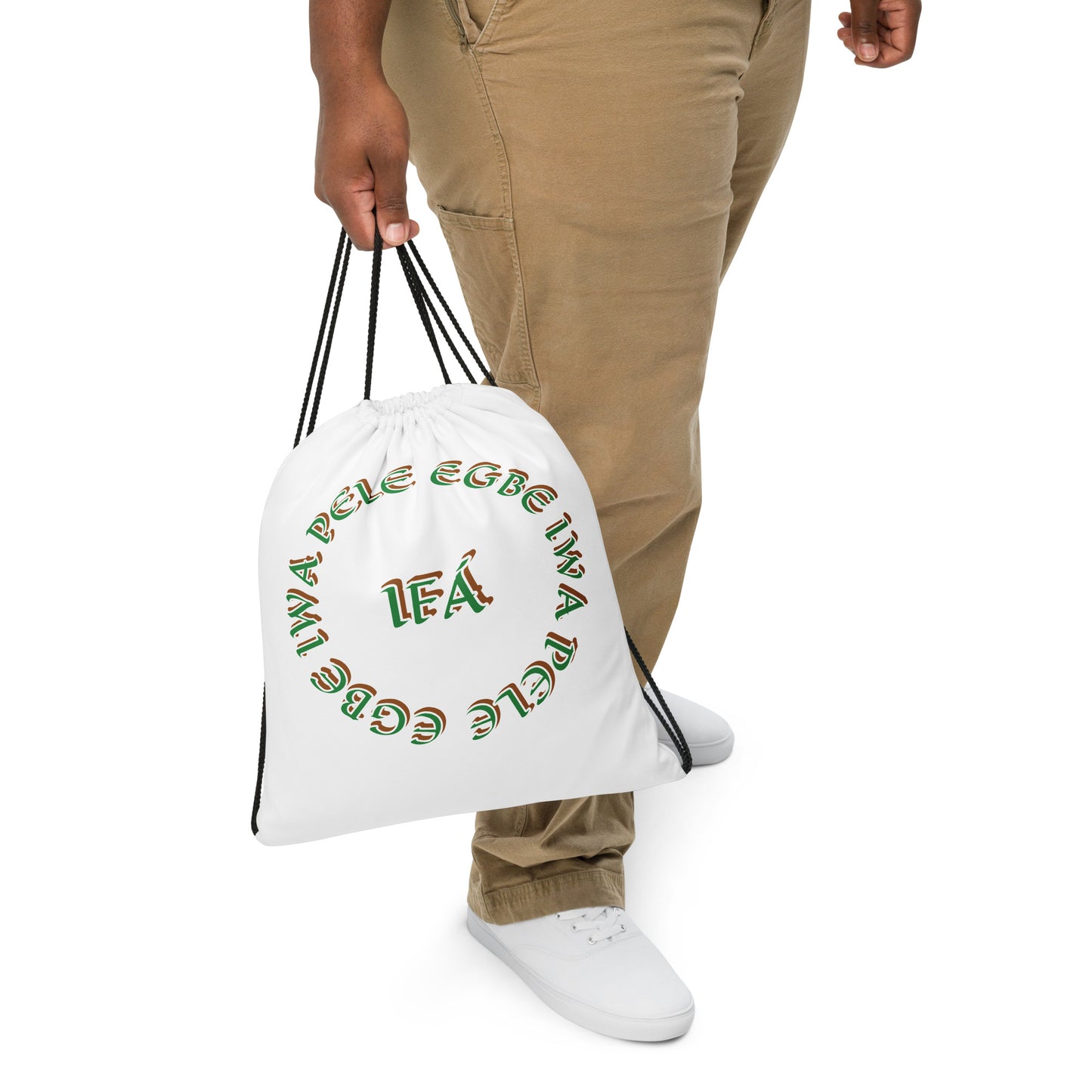 Egbe Iwa Pele Ifa Isese Drawstring bag