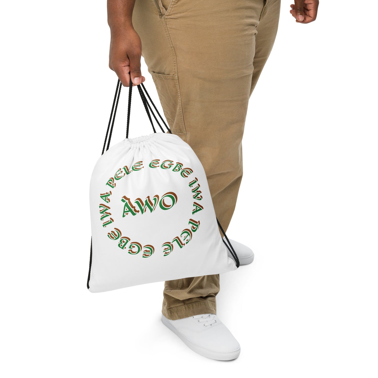 Egbe Iwa Pele ÀWO Isese Drawstring bag