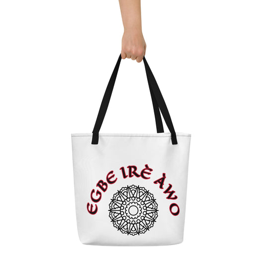 Egbe Ire Awo Signature All-Over Print Large Tote Bag