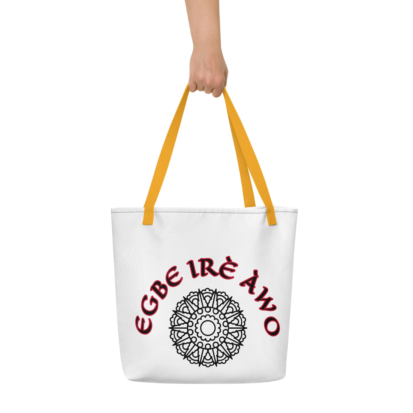 Egbe Ire Awo Signature All-Over Print Large Tote Bag