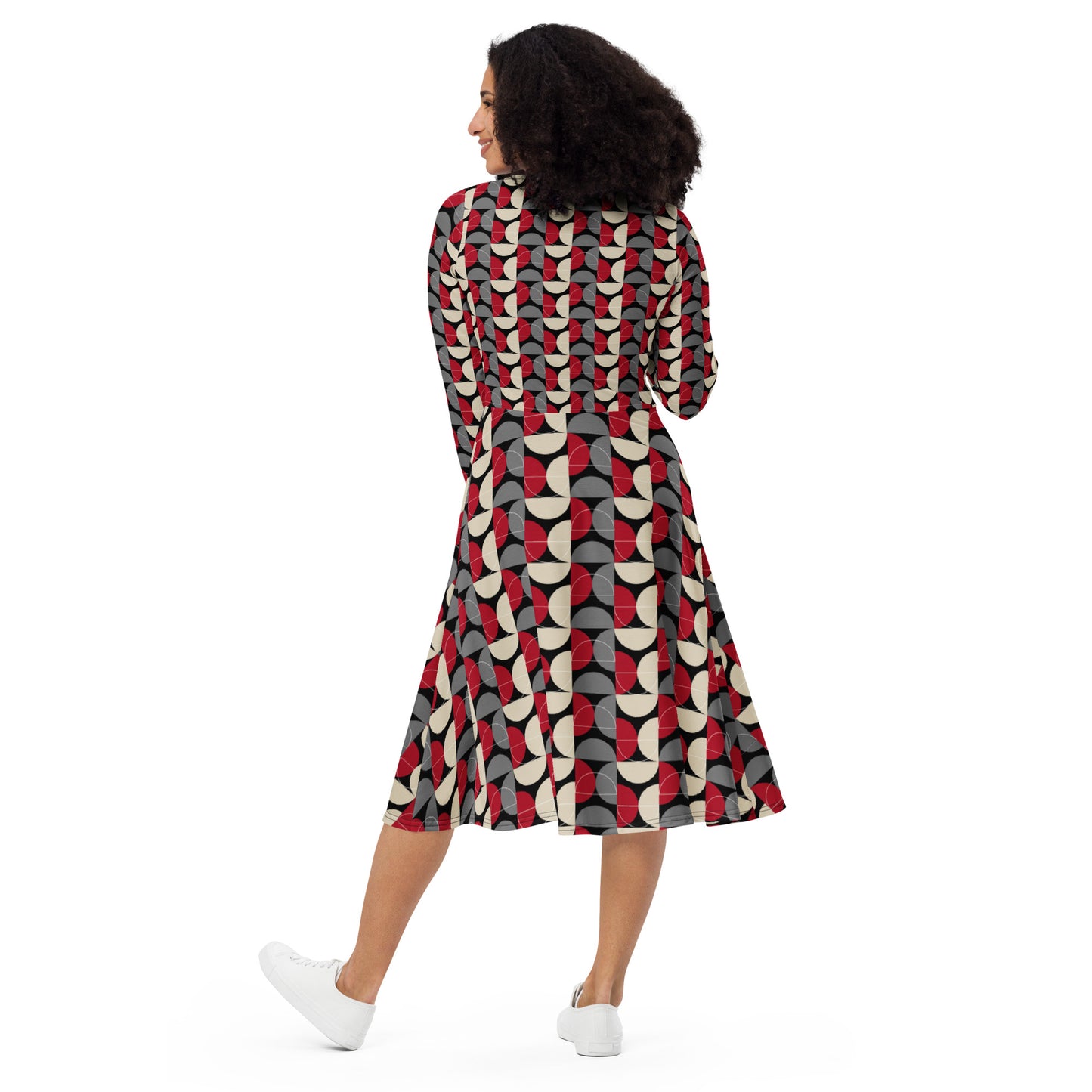 Hecate All-over print long sleeve midi dress