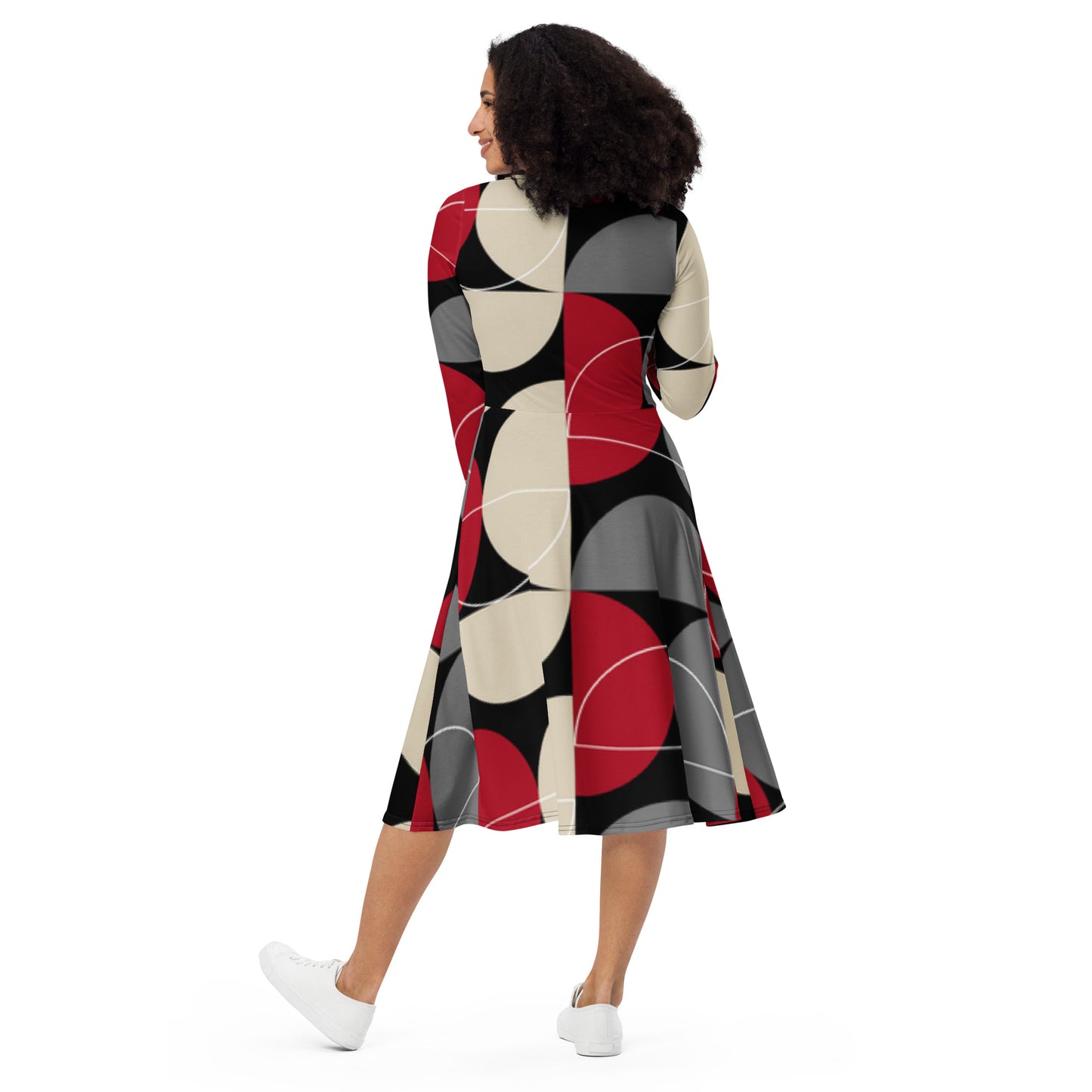 Hecate 1 All-over print long sleeve midi dress