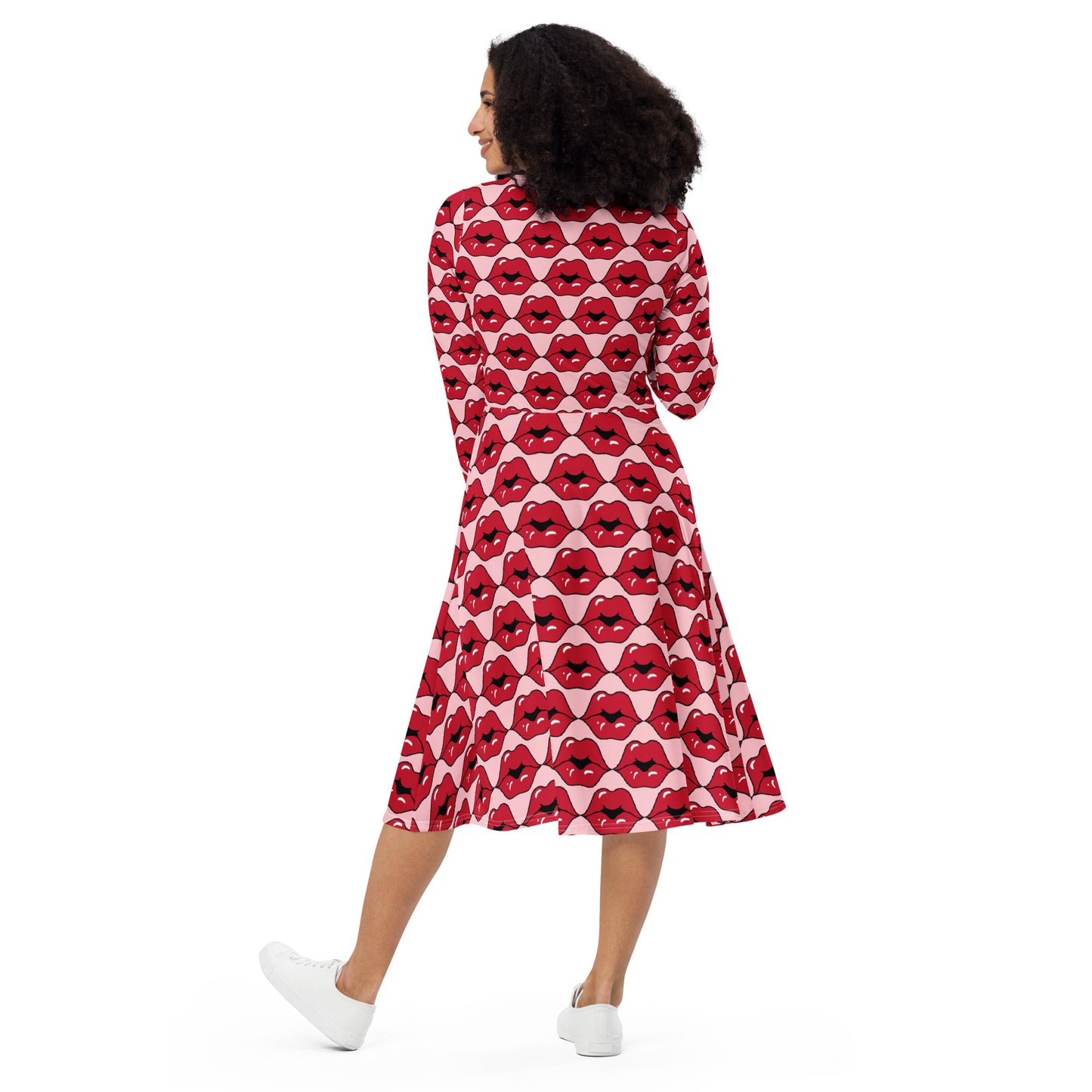 Besos All-over print long sleeve midi dress