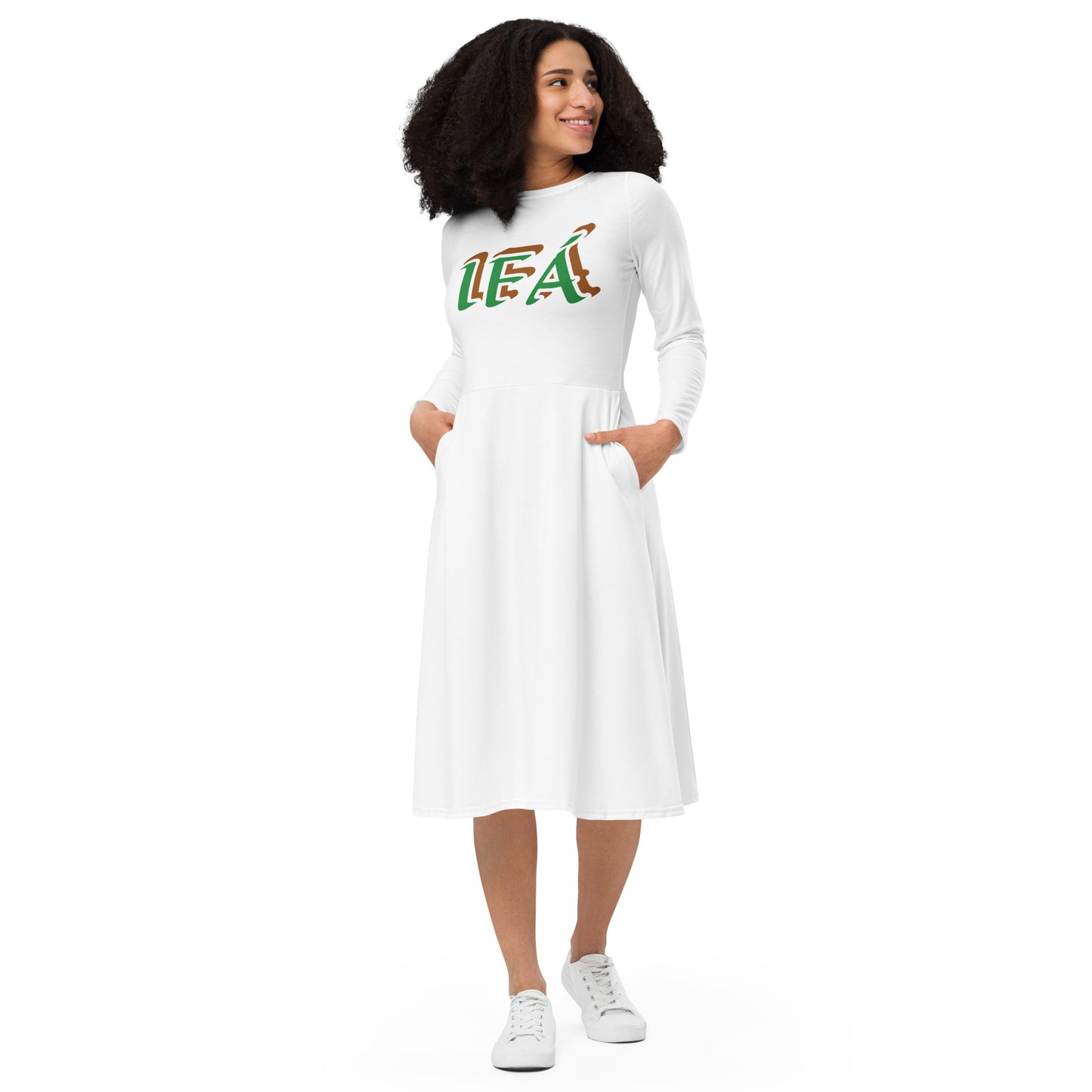 IFÁ Apetebi Isese All-over print long sleeve midi dress