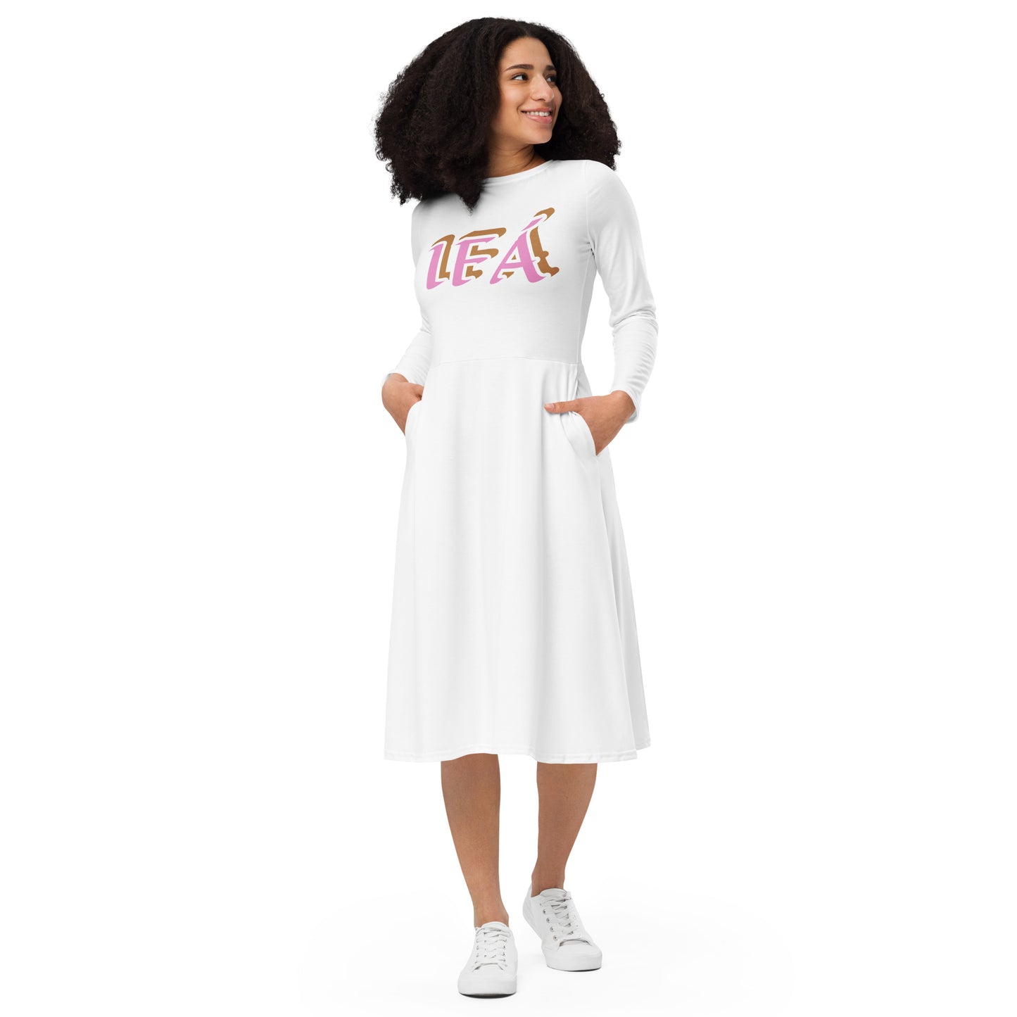 IFÁ  Love 4 All-over print long sleeve midi dress