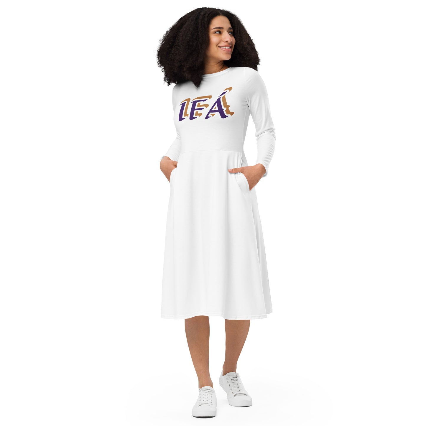 IFÁ  Love 3 All-over print long sleeve midi dress