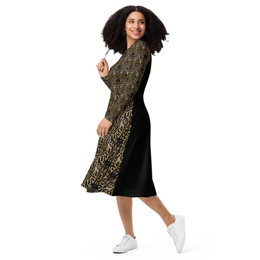 Shango/Sango All-over print long sleeve midi dress