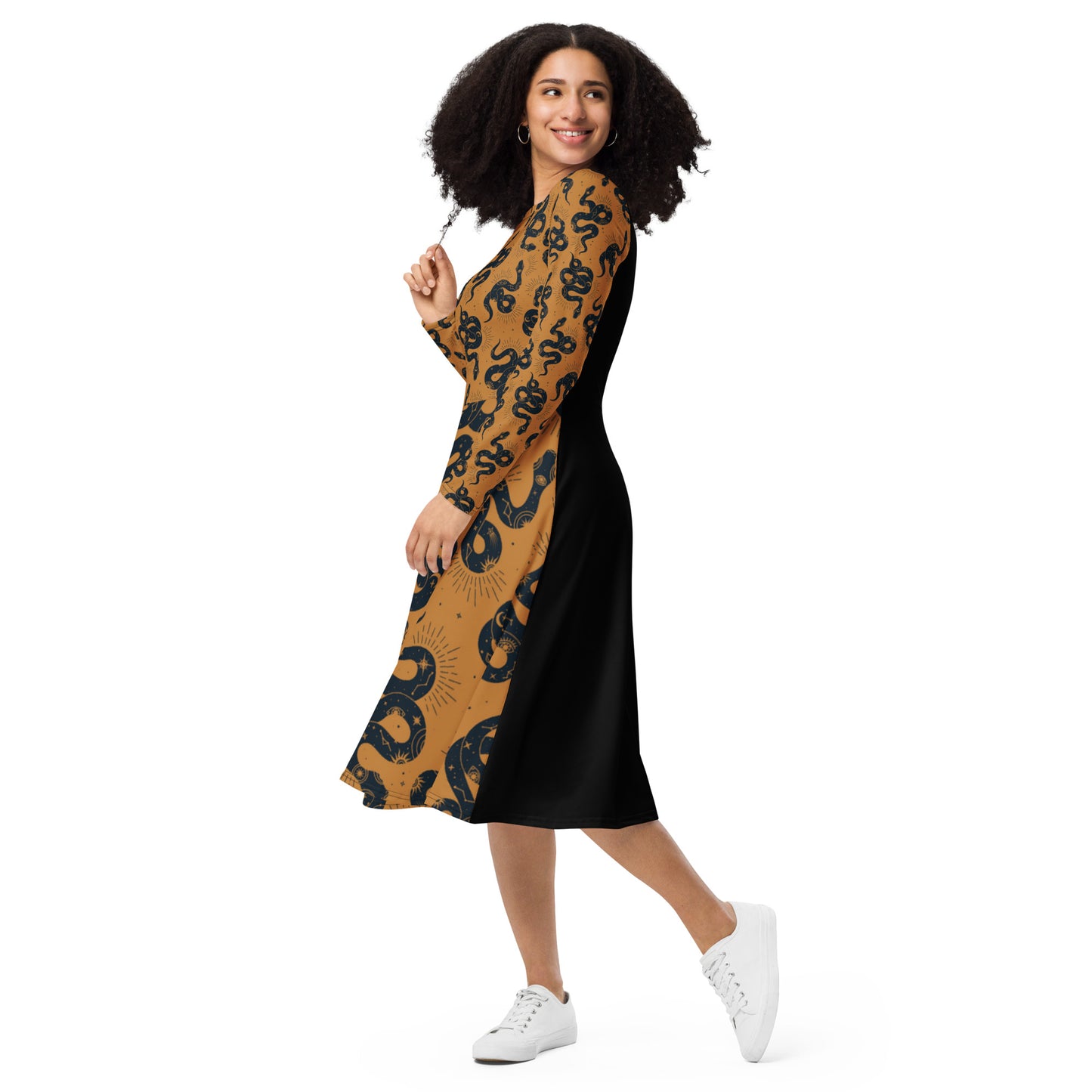 Santa Marta La Dominadora All-over print long sleeve midi dress