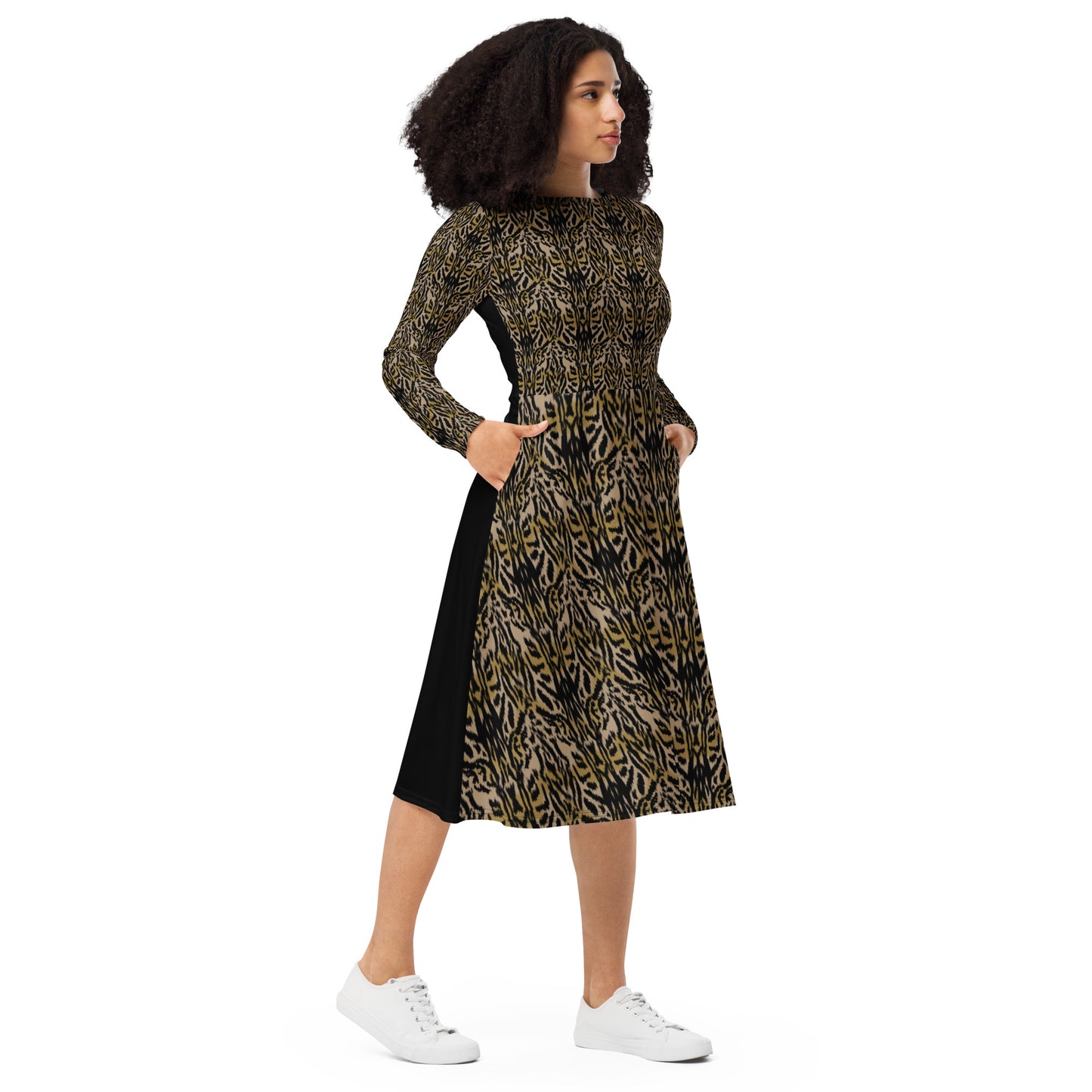 Shango/Sango All-over print long sleeve midi dress