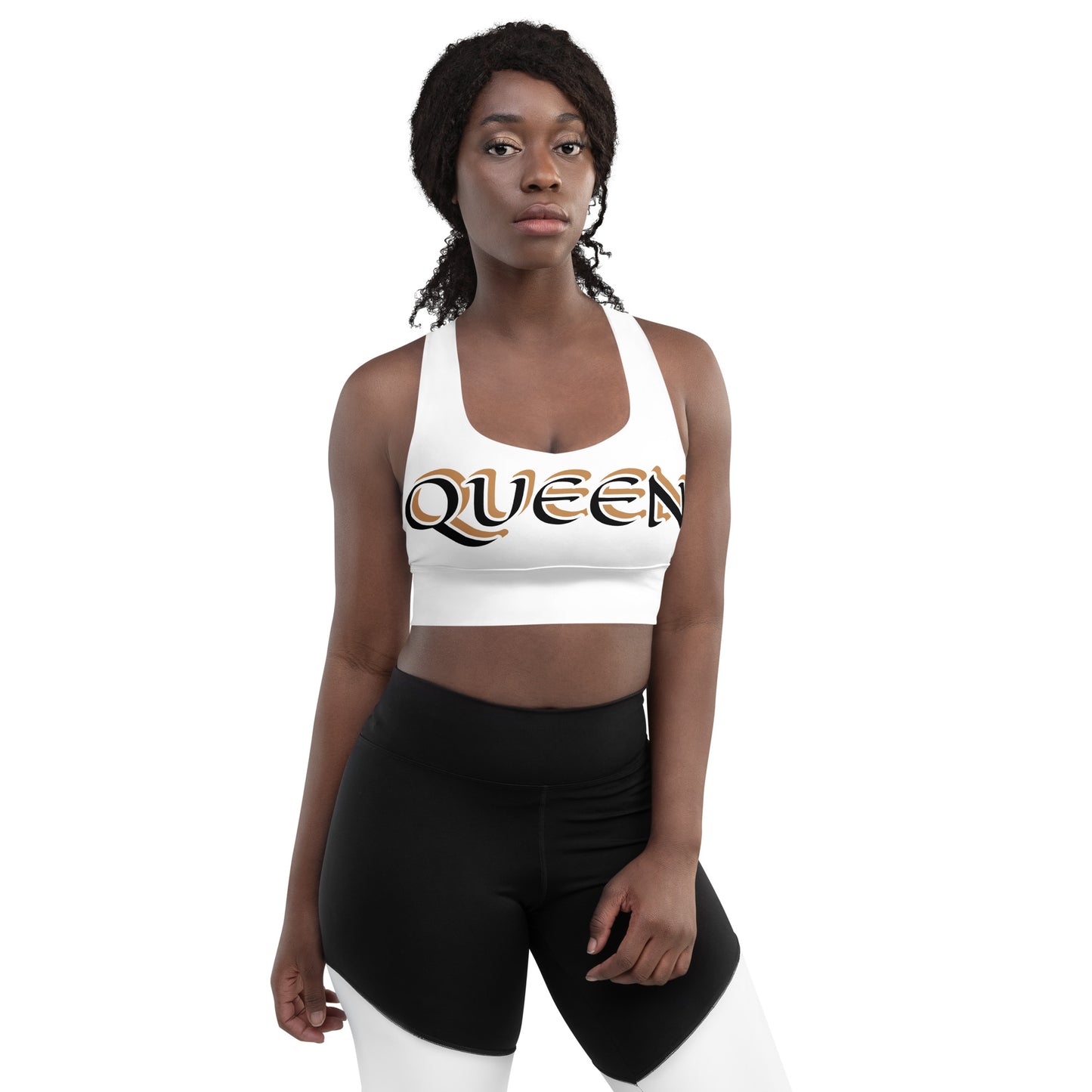 Queen Black/Gold Longline sports bra