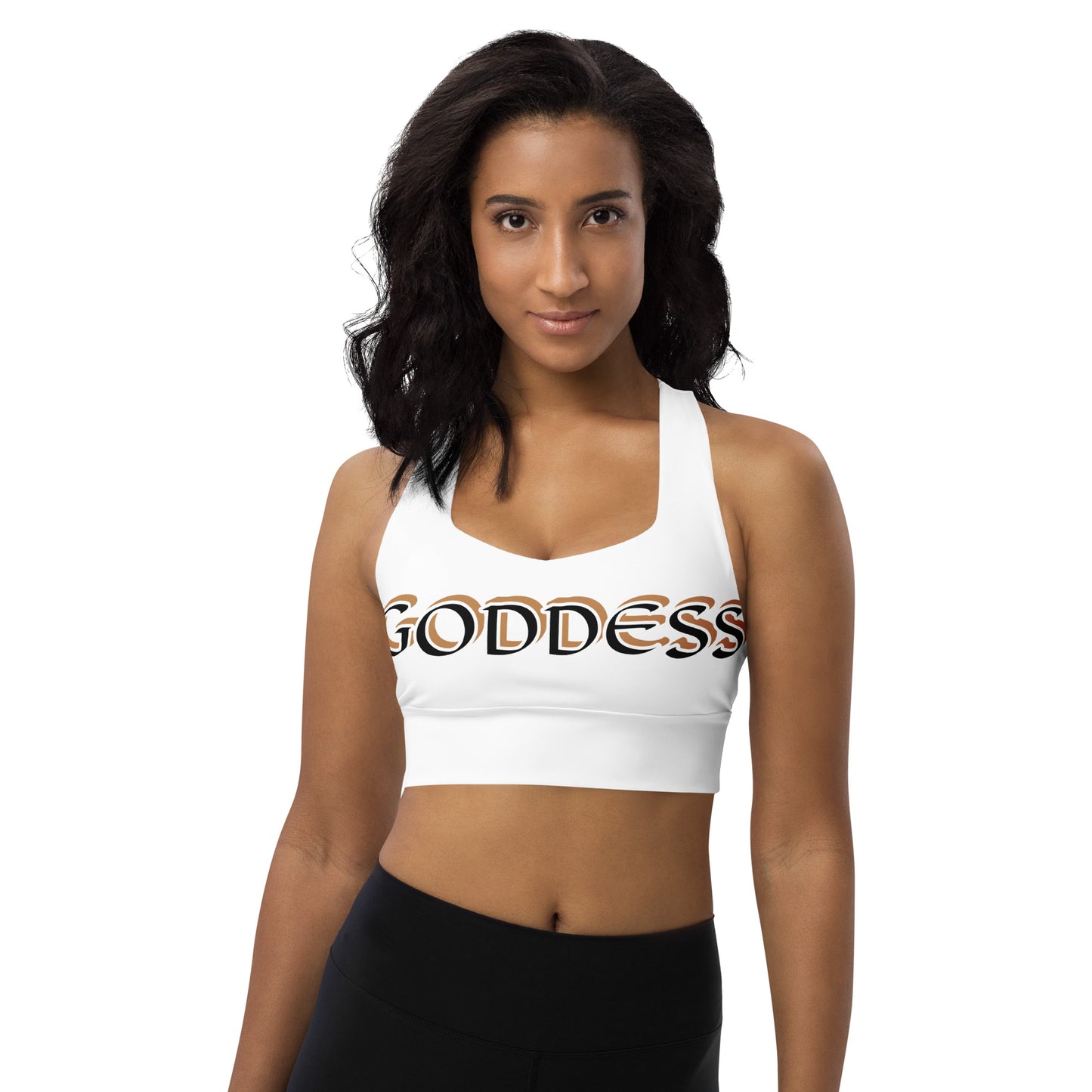 Goddess Black/Gold Longline sports bra