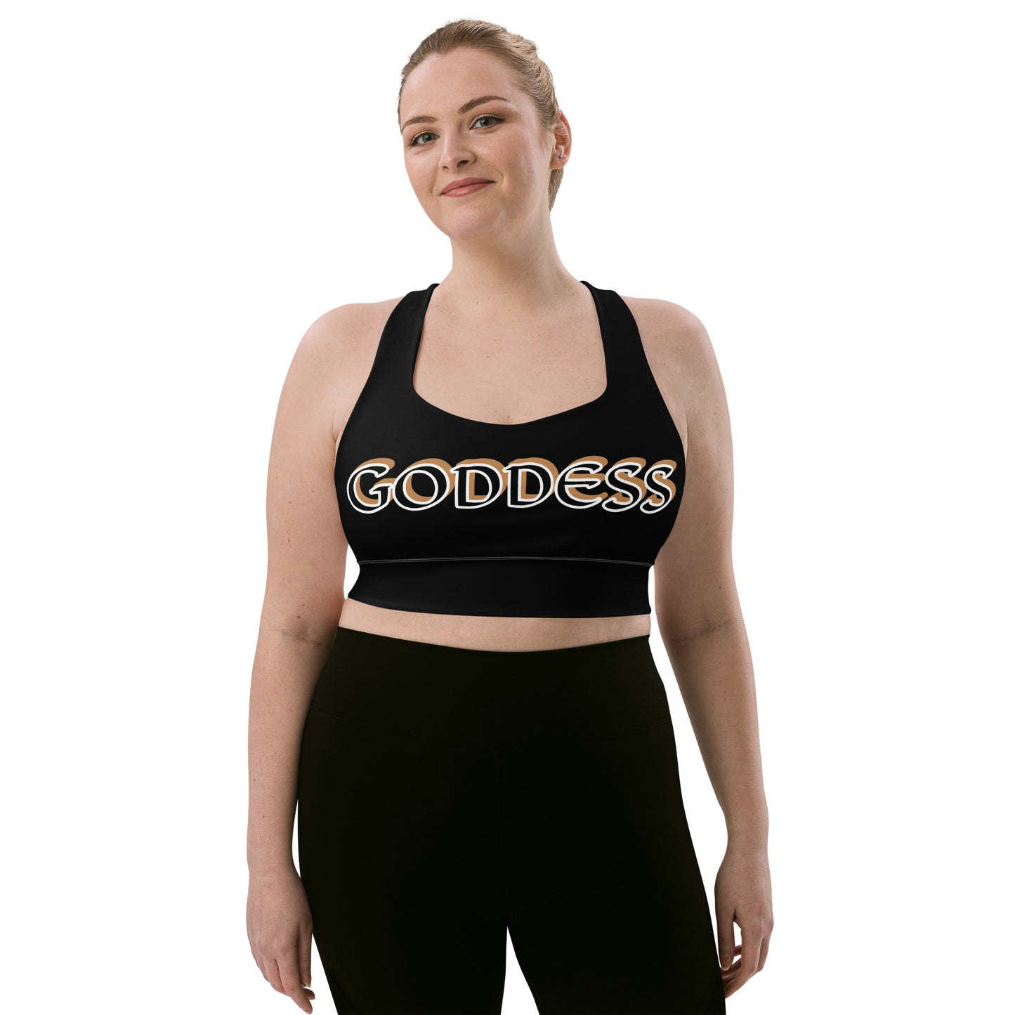 Goddess Black Longline sports bra