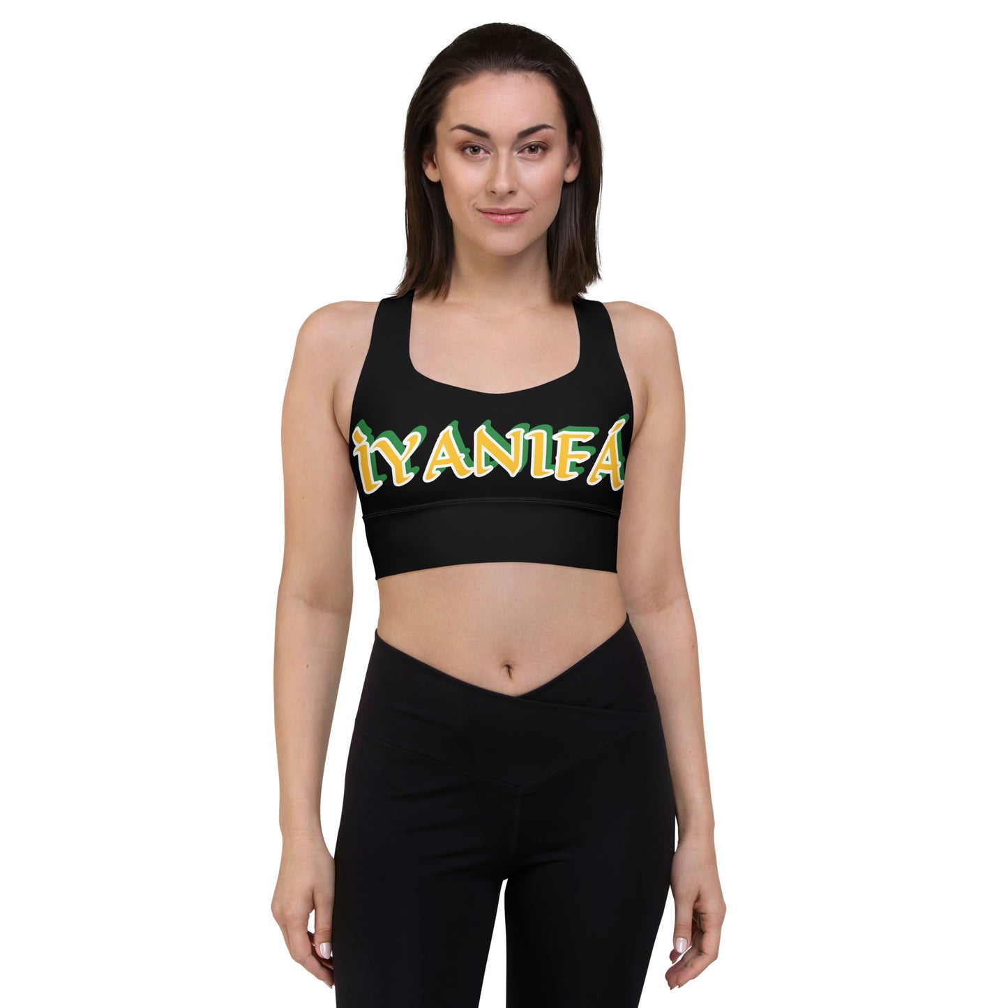 Iyanifa Lucumi Reverse Black Longline sports bra