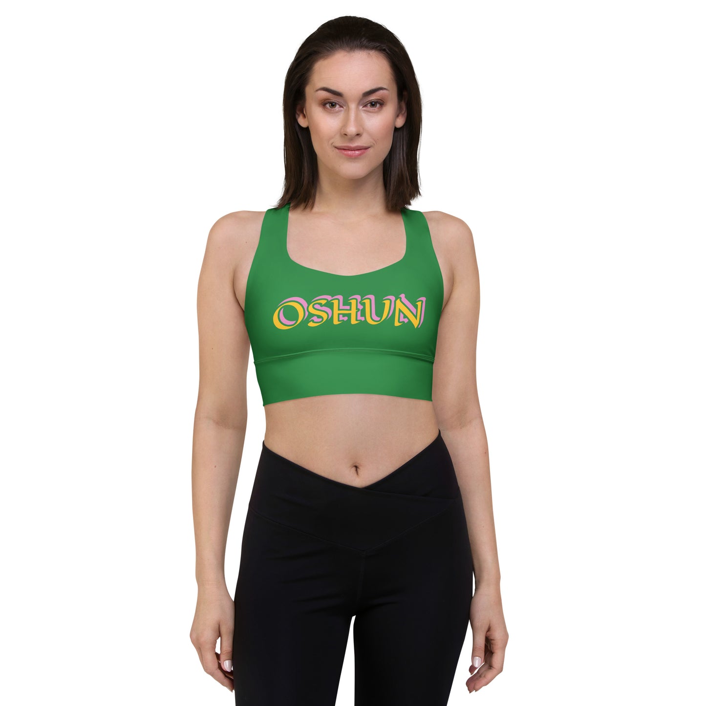 Oshun Ololodi Reverse Green Longline sports bra