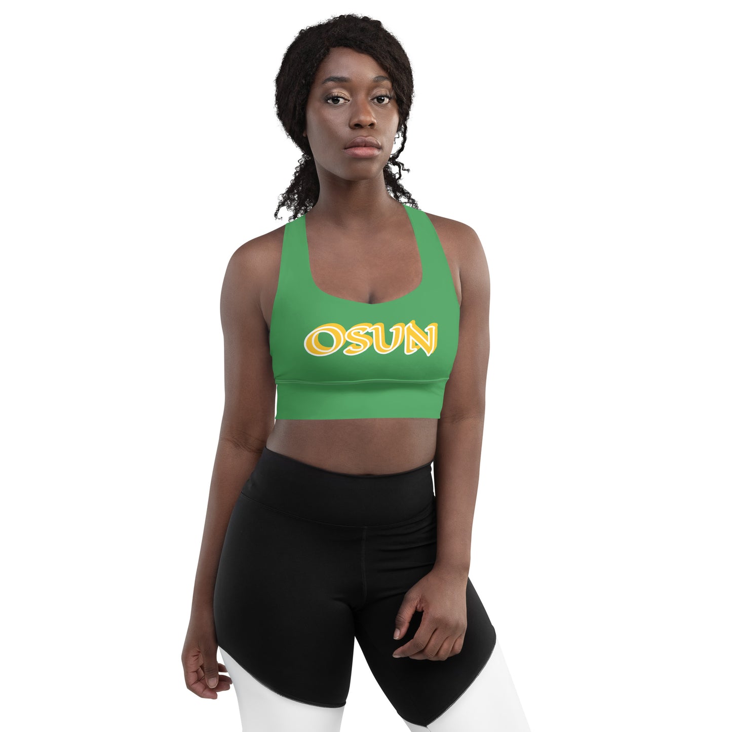 Osun Isese Green Longline sports bra