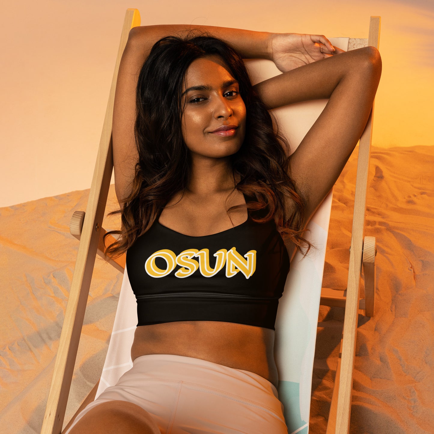 Osun Isese Black Longline sports bra