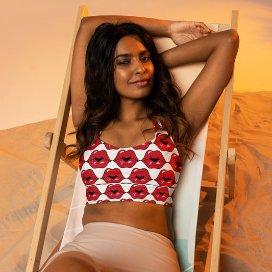 Besos White icon Longline sports bra