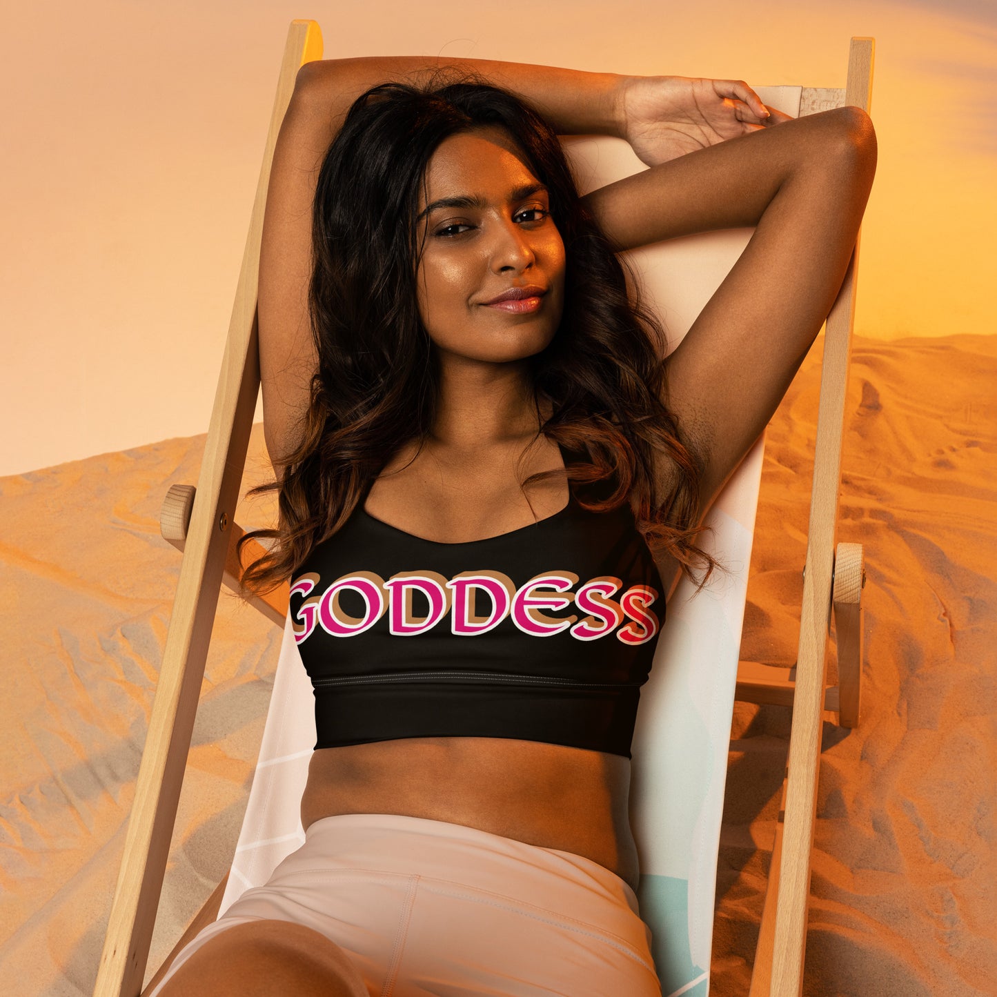 Goddess 3 Black Longline sports bra