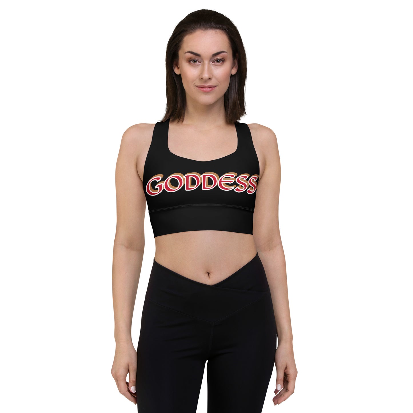 Goddess 2 Black Longline sports bra