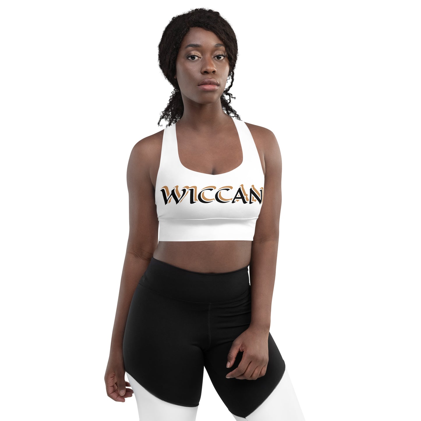 Wiccan Black/Gold Longline sports bra